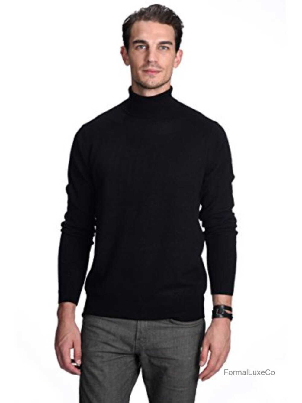 100% Pure Cashmere Men's Turtleneck Classic Long Sleeve Pullover